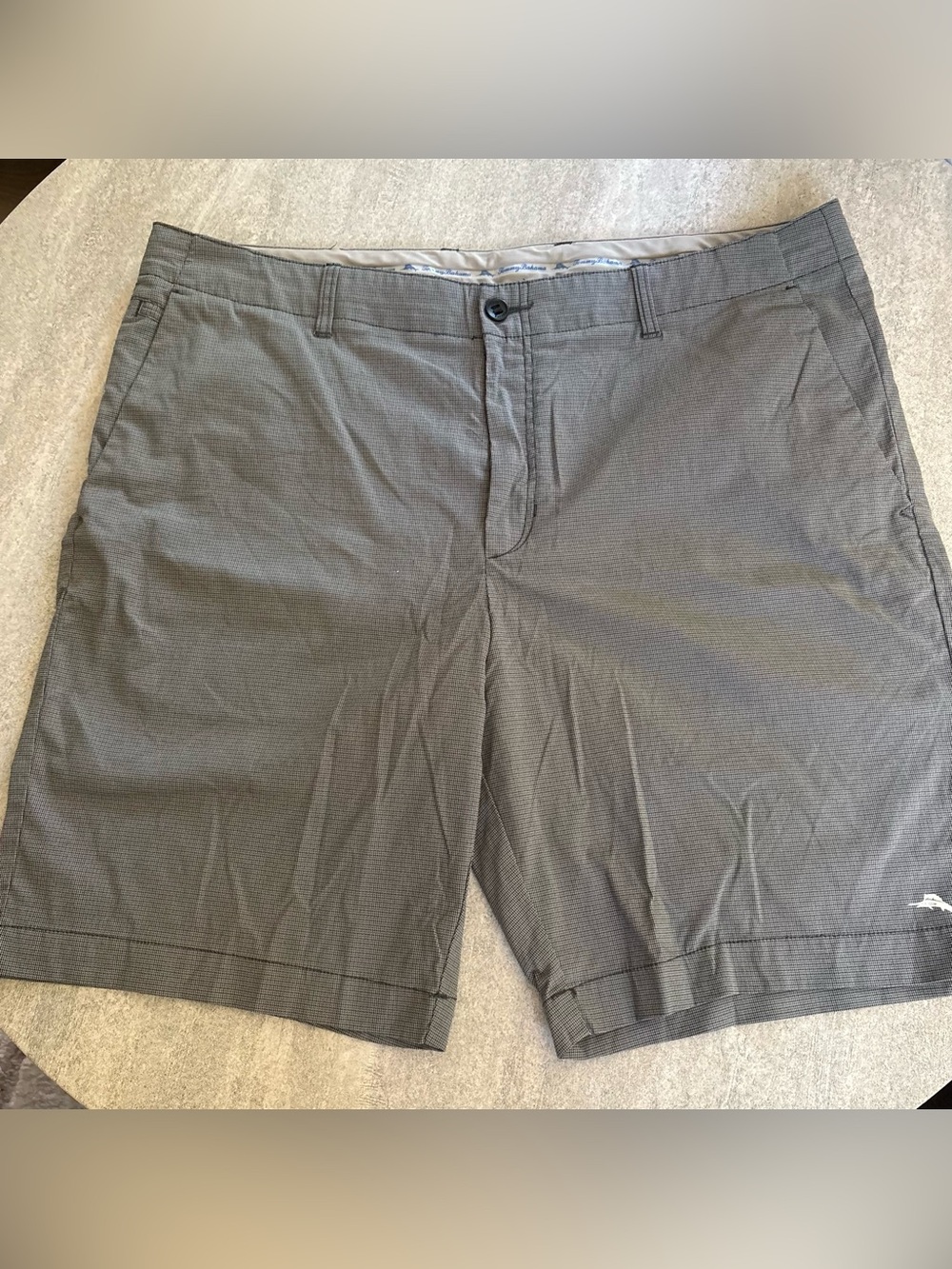 Tommy Bahama Men's Charcoal Micro-Check Flat Front Shorts SZ-40